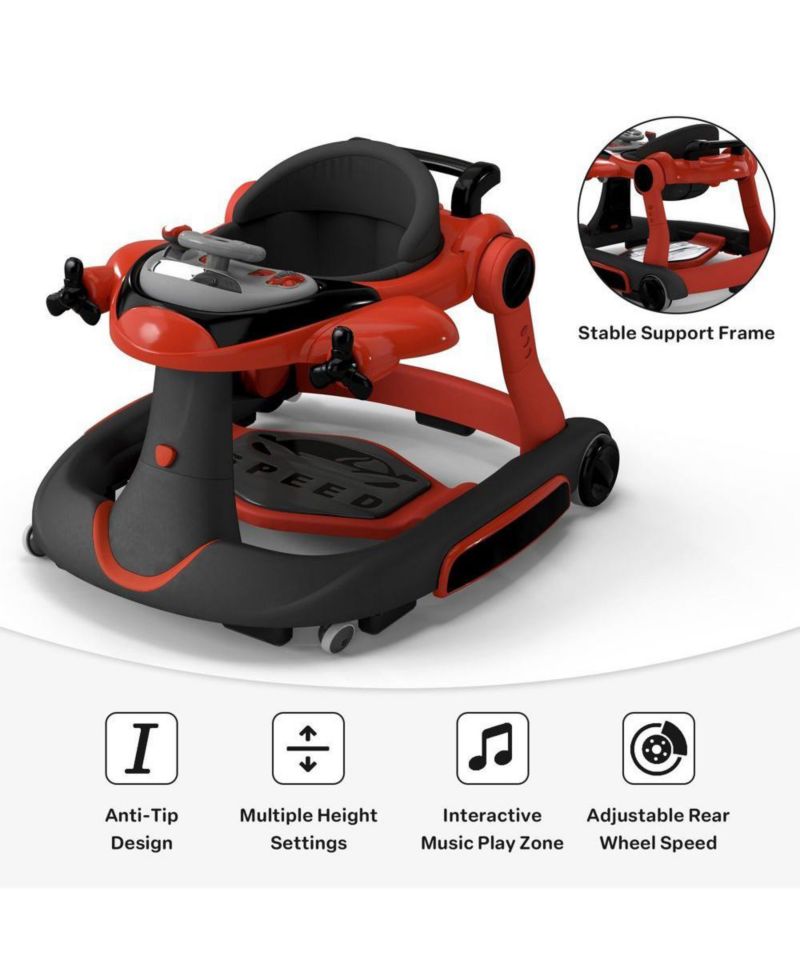 Convertible Baby Activity Walker with Adjustable Height, Foldable Design and Interactive Play Features
