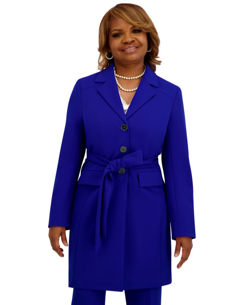 Women's Three Button Patch Pocket Trench Coat