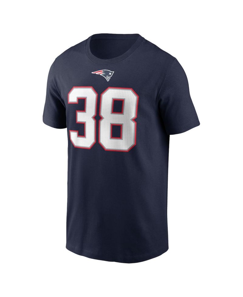 Men's Rhamondre Stevenson Navy New England Patriots Player Name and Number T-shirt