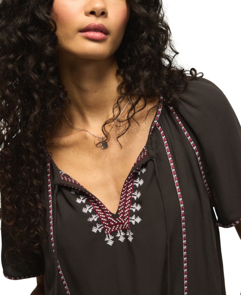 Women's Embroidered Peasant Short-Sleeve Top
