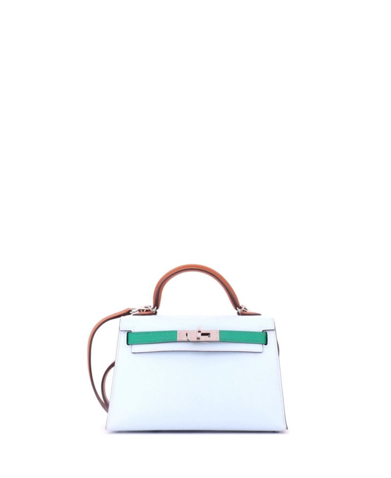 Pre-Owned Hermes Kelly 20 Handbag Tricolor Epsom with Palladium Hardware