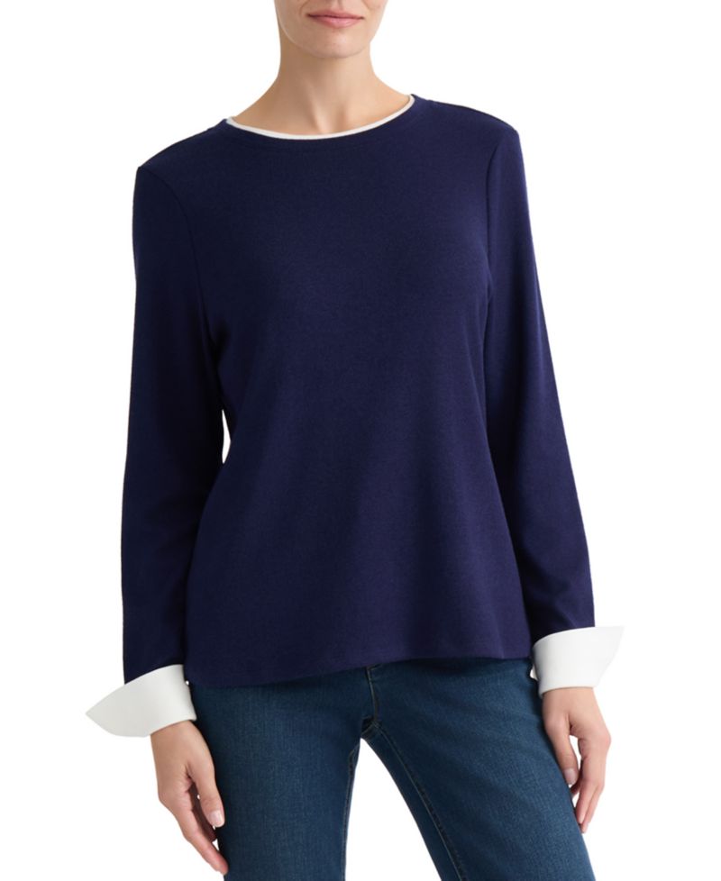 Women's Fold-Up Cuff Layered Top