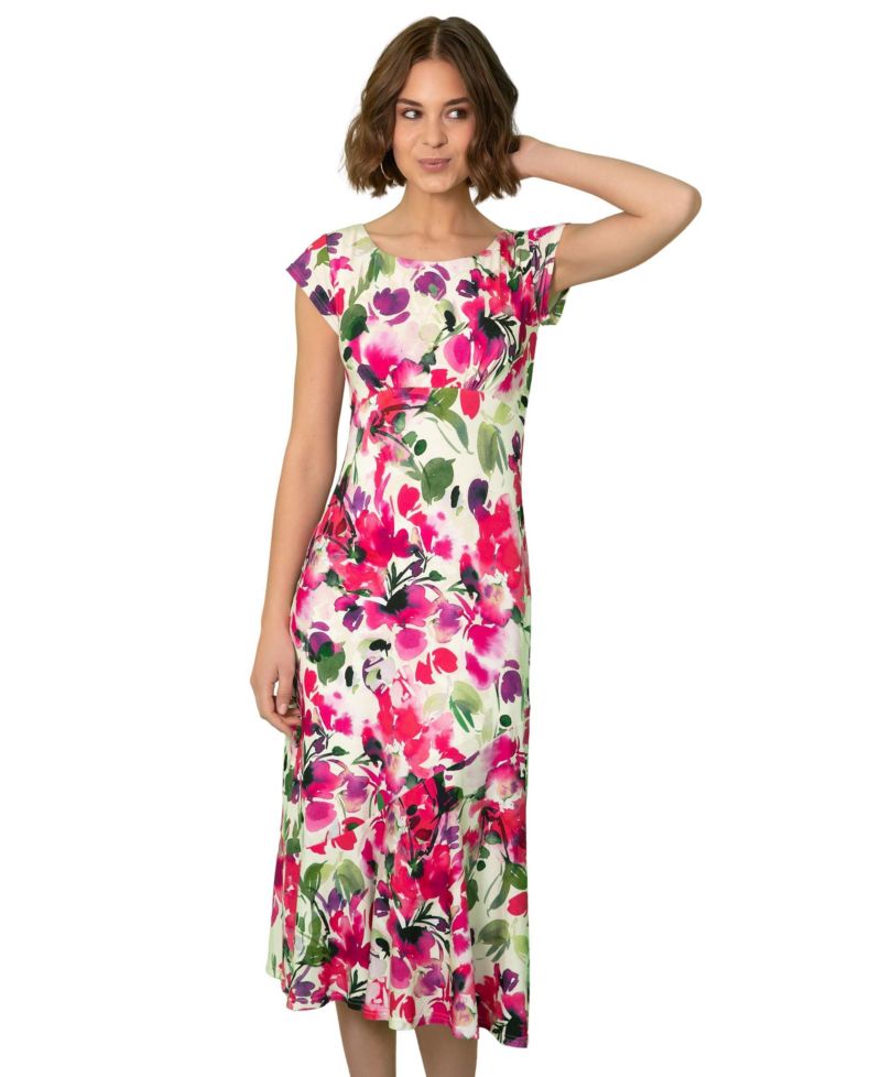 Women's Clara Floral A-Line Scoop Neck Midi Dress