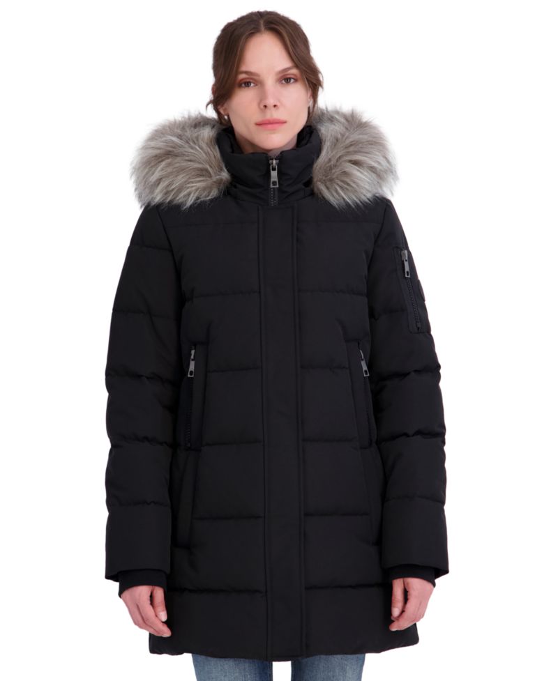 Women's Faux-Fur-Trim Hooded Puffer Coat