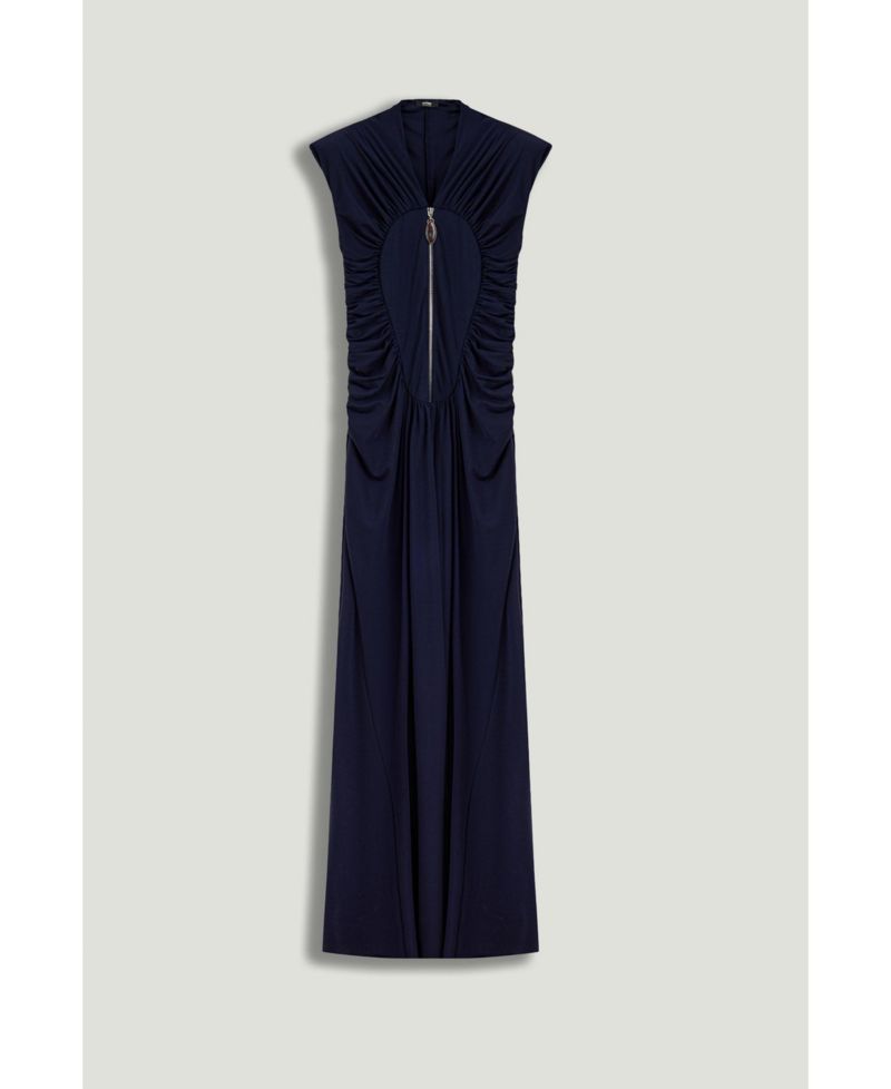 Women's Zip-Front Draped Maxi Dress