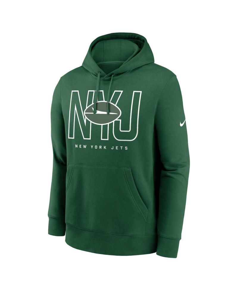 Men's Green New York Jets Busted Play Club Fleece Pullover Hoodie