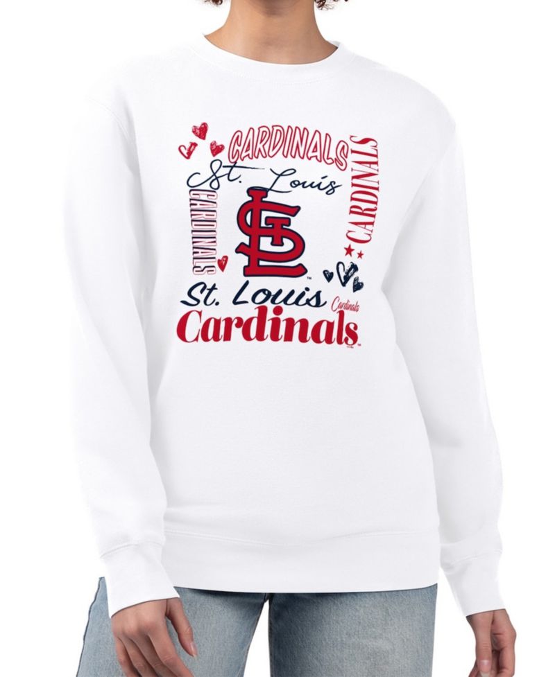 Women's White St. Louis Cardinals Collage Team Graphic Fleece Pullover Hoodie