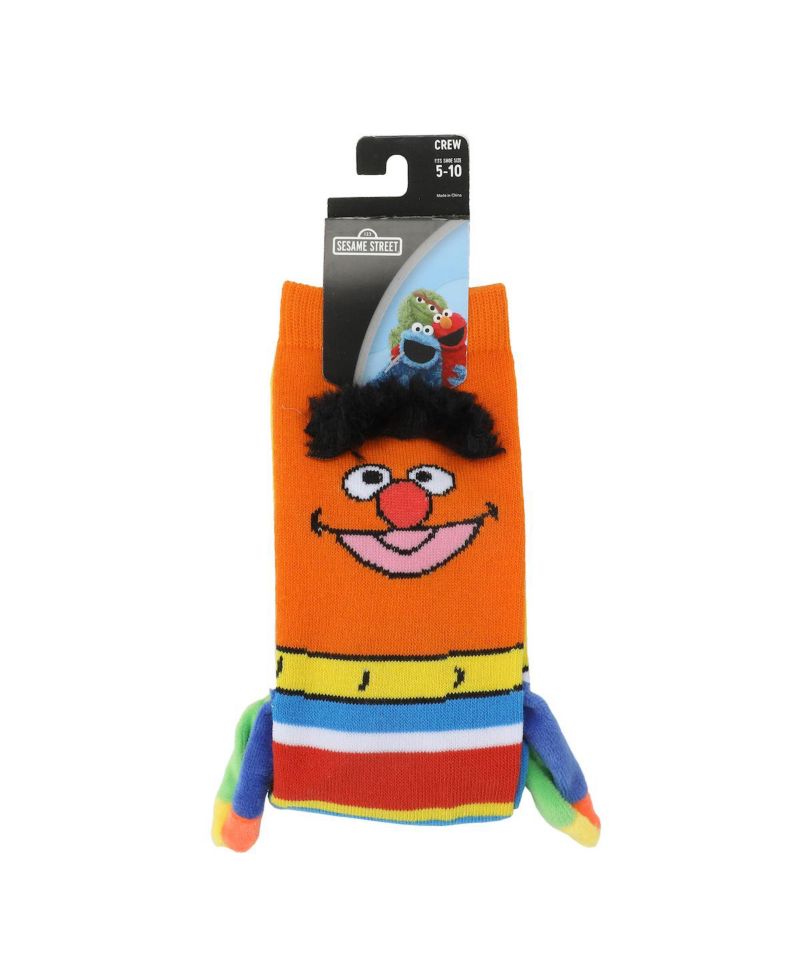 Women's Bert and Ernie Casual Crew Socks With 3D Arms and Magnetic Hands