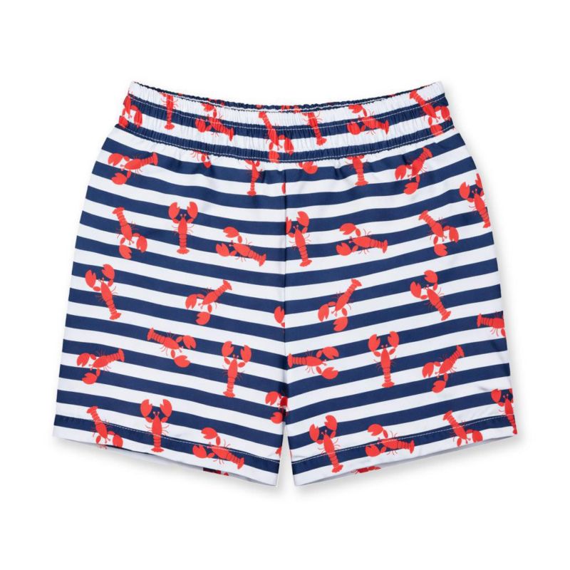 Little Boys Lobster Print Swim Trunk
