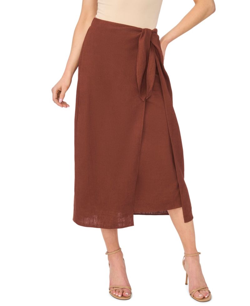 Women's Wide-Tie Slit Midi Skirt