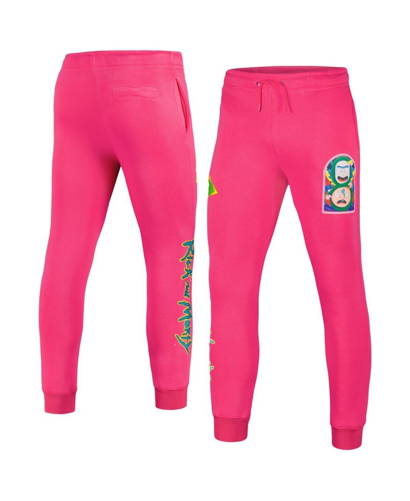 Men's Pink Rick And Morty Fleece Jogger Pants