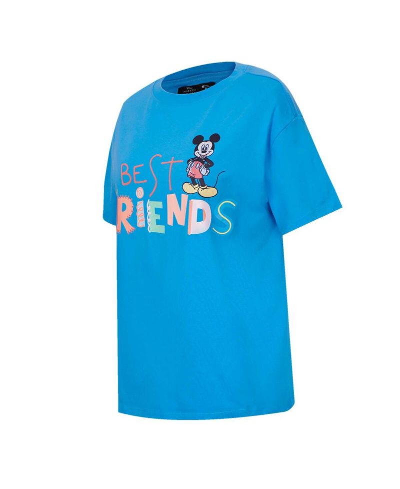Women's Blue Mickey Friends Always Together Boyfriend T-Shirt