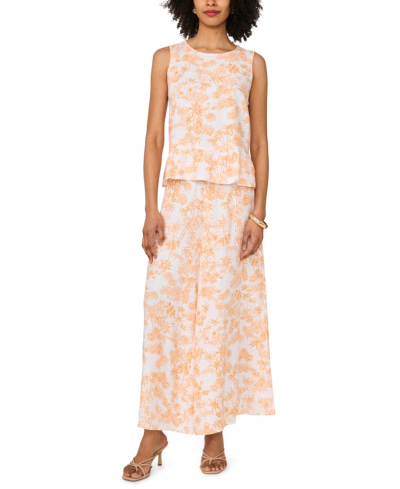 Women's Printed Wide-Leg Pull-On Pants