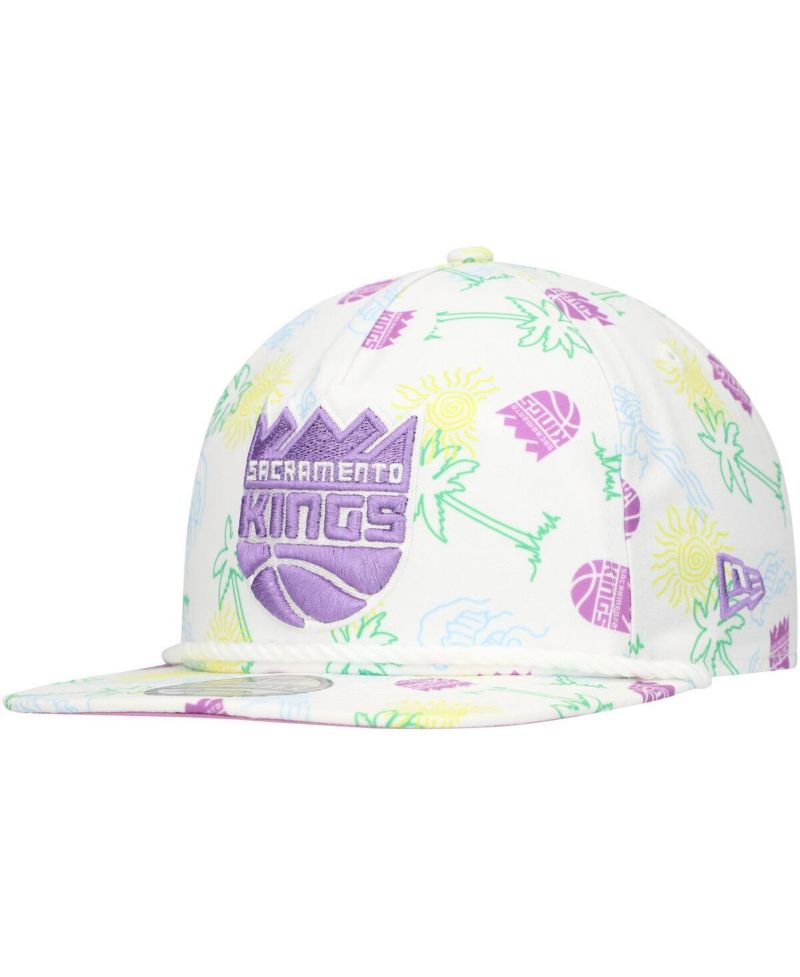 Men's White Sacramento Kings Palm Trees and Waves Golfer Adjustable Hat