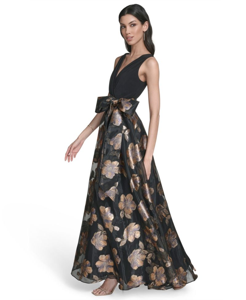 Women's Sleeveless Surplice Ballgown Dress
