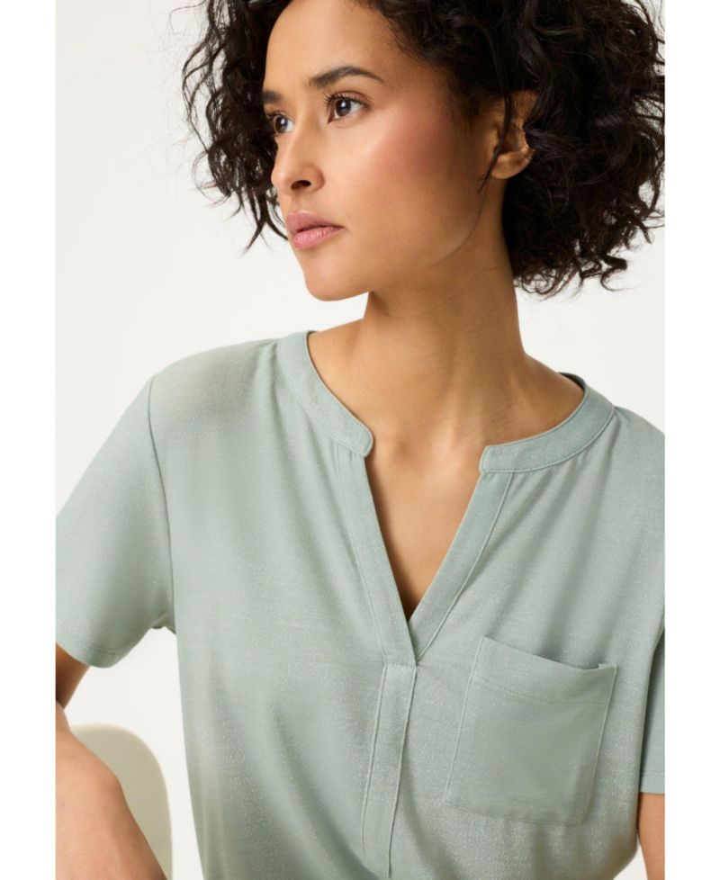 Women's Shimmer Split Neck T-Shirt