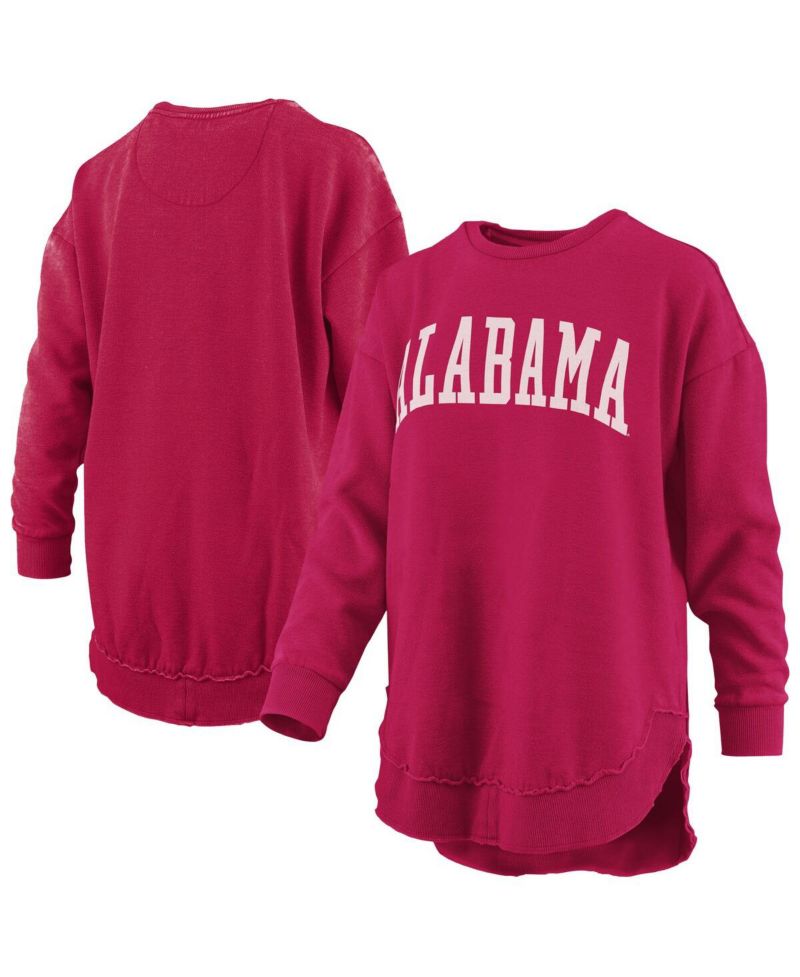 Women's Crimson Alabama Crimson Tide M&eacute;lange Poncho Vintage Fleece Long Sleeve Pullover Sweatshirt
