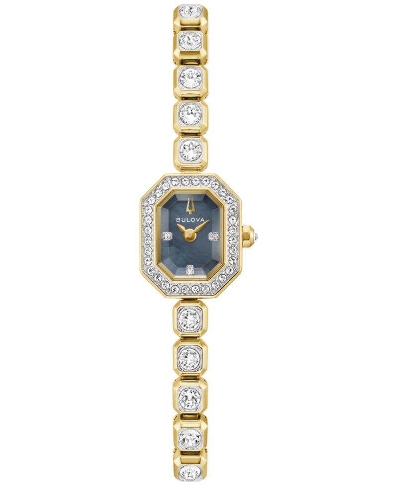 Women's Box Set Crystal Gold-Tone Stainless Steel Bracelet Watch 15mm