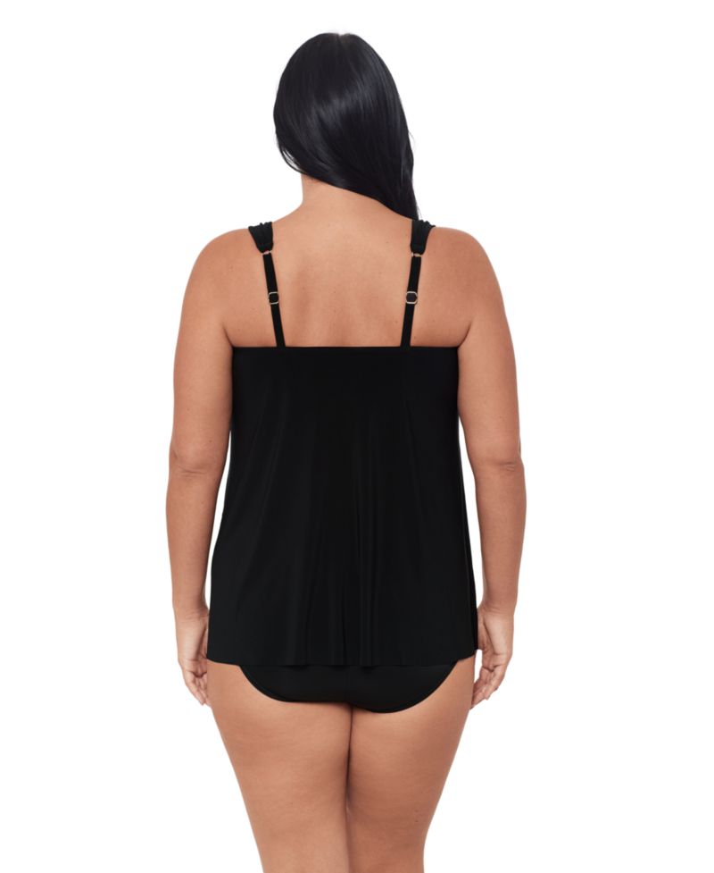Plus Size Razzle Dazzle Asymmetrical-Drape Tankini Top