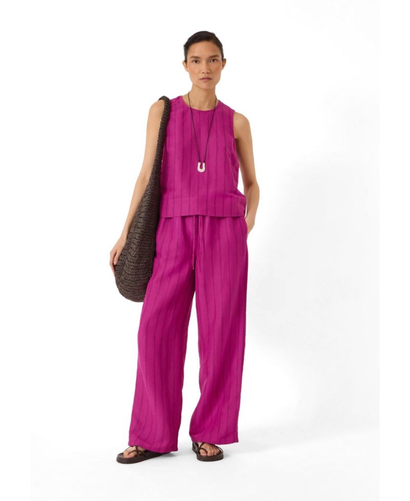 Women's Vera Stripe Linen-Blend Sleeveless Shell Top
