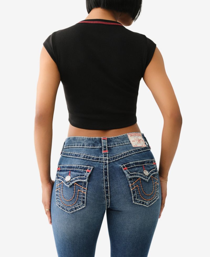 Women's Contrast Stitch Buddha V-Notch T-Shirt