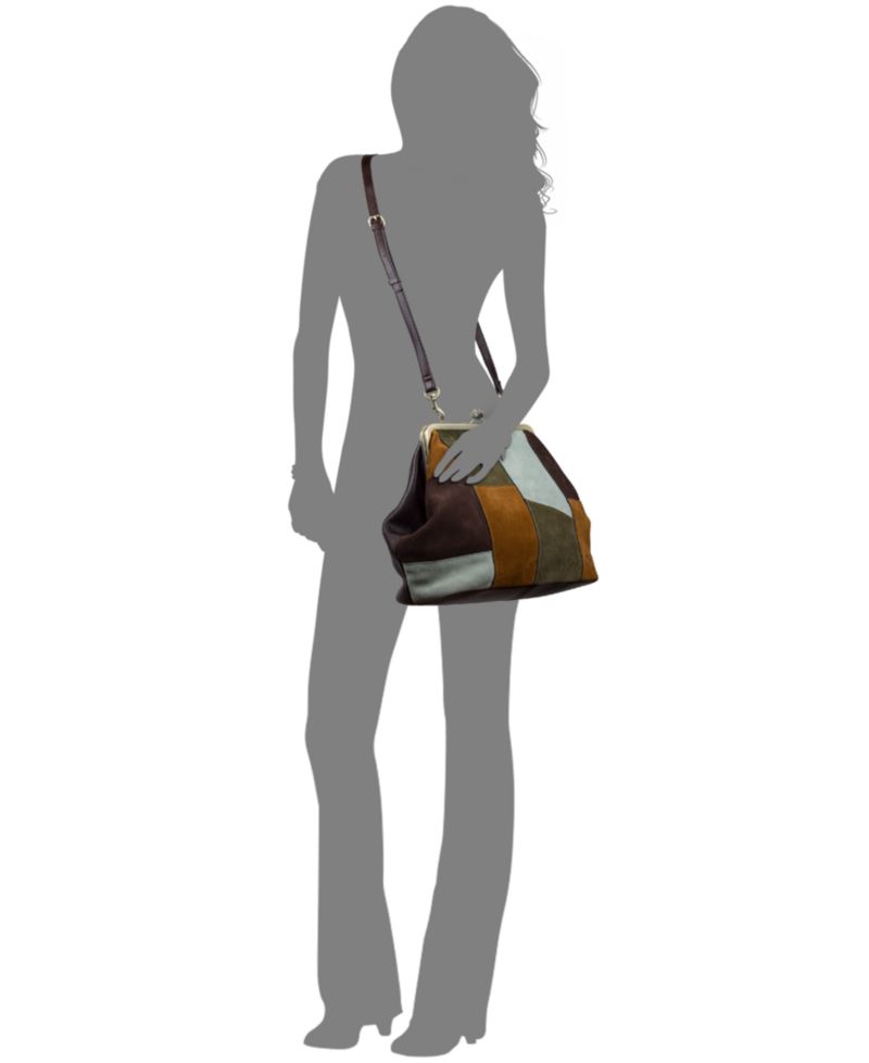 Vivienne Suede Medium Patchwork Frame Crossbody Handbag