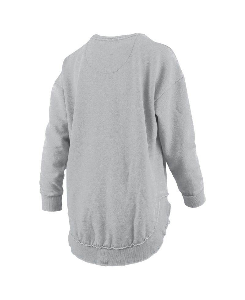Women's Gray Alabama Crimson Tide Melange Poncho Vintage Fleece Long Sleeve Pullover Sweatshirt