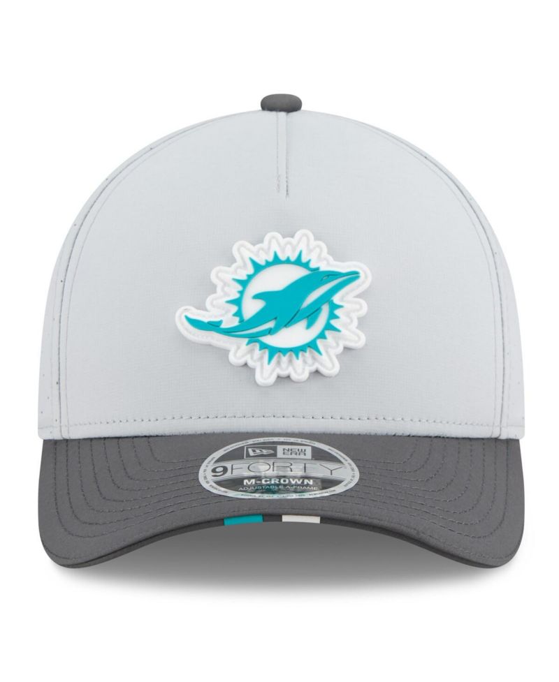 Men's Gray/Graphite Miami Dolphins 2025 NFL Training Camp A-Frame 9FORTY Adjustable Hat