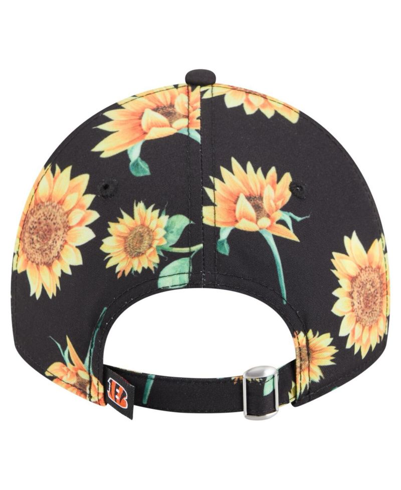 Women's Black Cincinnati Bengals Adventure Sunflower 9TWENTY Adjustable Hat
