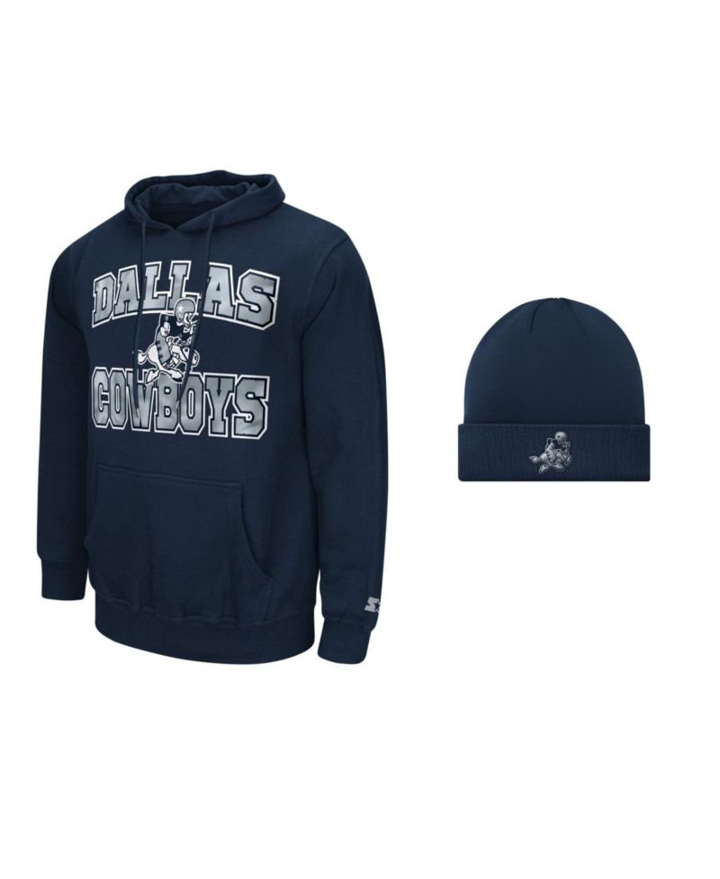 Men's Navy Dallas Cowboys Hoodie and Cuffed Knit Hat Combo Pack
