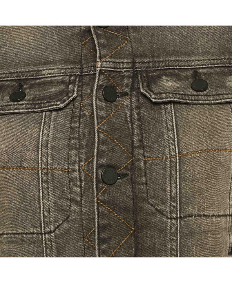 Women's Pre-Owned Zadig and Voltaire Grey Distressed Denim Embroidered Kiok Gris Brode Jacket