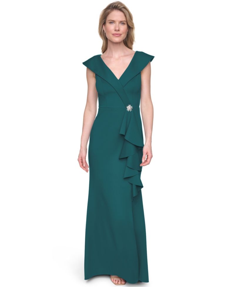 Women's Scuba V-Neck Gown