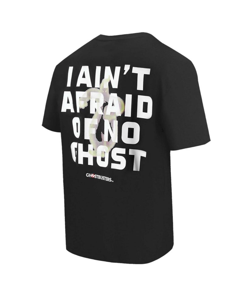 Men's and Women's Black Ghostbusters Afraid of No Ghosts Dropped Shoulder T-Shirt