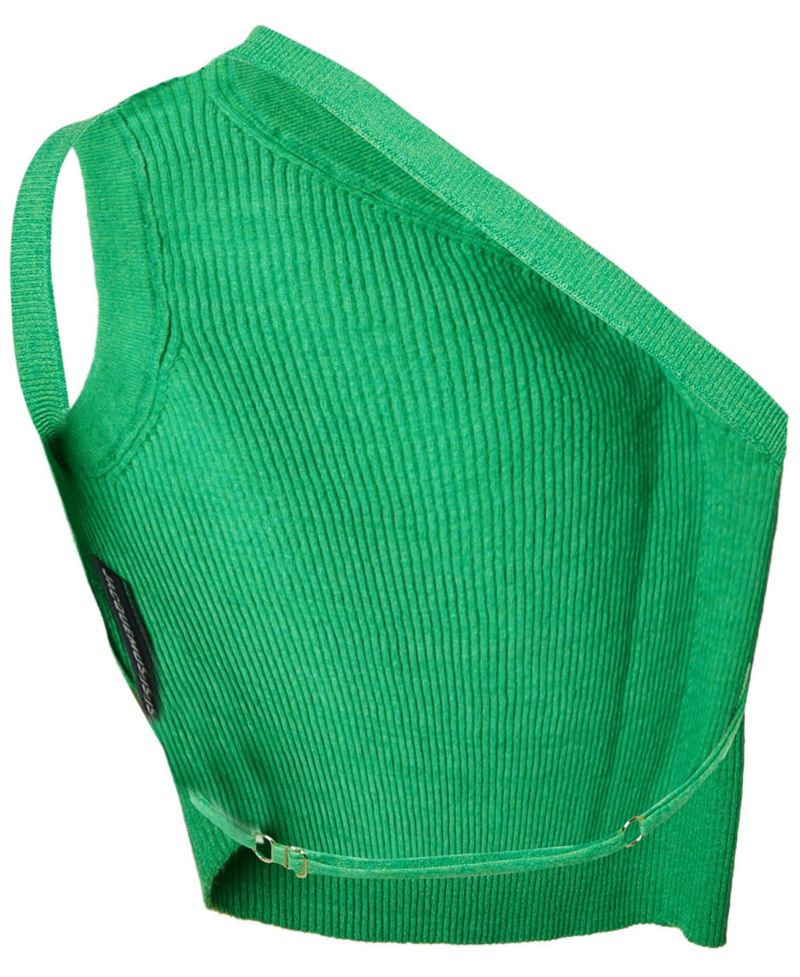 Women's Ribbed Knit One-Shoulder Cropped Top