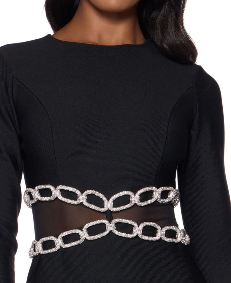 Juniors' Long-Sleeve Body-Con Mini Dress