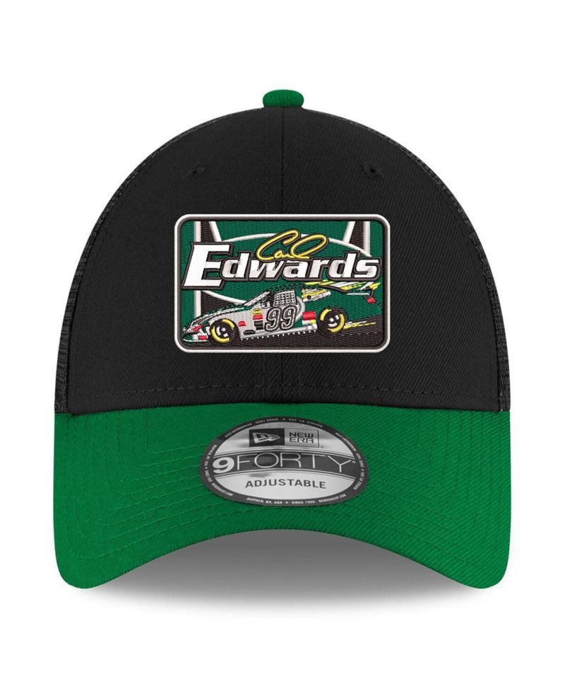 Men's Black/Green Carl Edwards 2025 NASCAR Hall of Fame 9FORTY Adjustable Trucker Hat