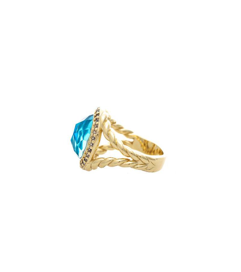 18K Gold Plated Cubic Zirconia Halo Statement Ring