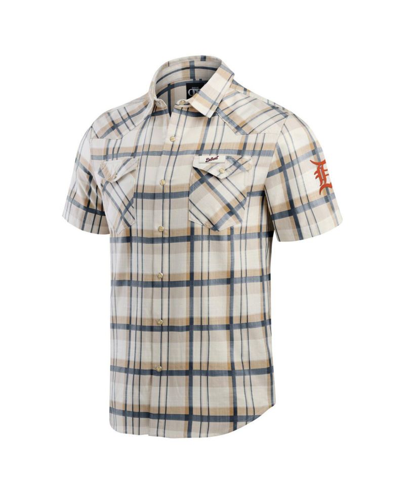 Darius Rucker Collection by Men's Navy Detroit Tigers Plaid Full-Snap Shirt
