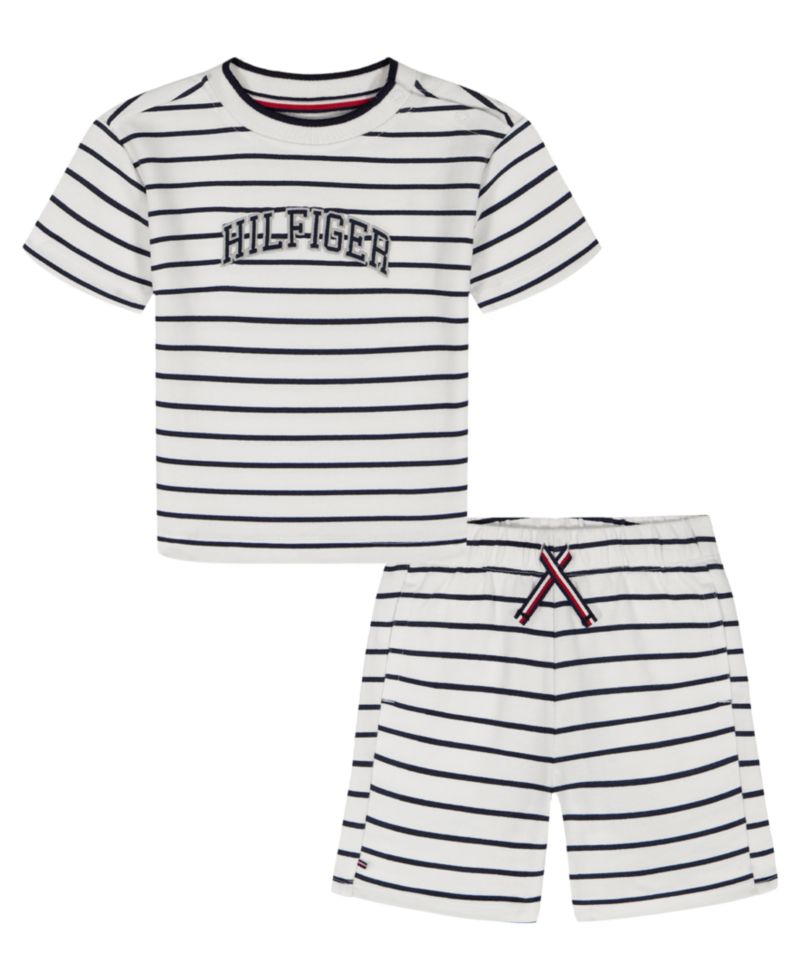 Baby Boys' Striped French Terry T-Shirt and Shorts, 2-Piece Set