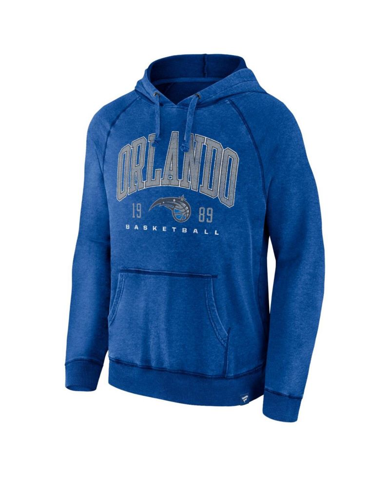 Men's Heather Blue Distressed Orlando Magic Foul Trouble Snow Wash Raglan Pullover Hoodie