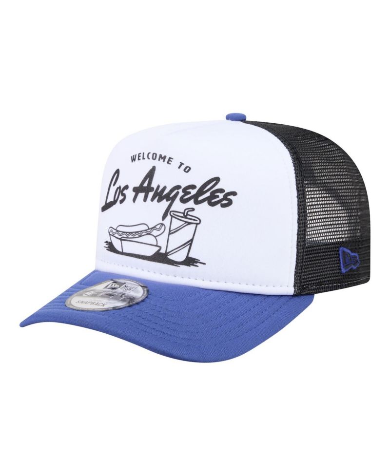 Men's White/Royal Los Angeles Dodgers Foodie A-Frame 9FIFTY Trucker Snapback Hat