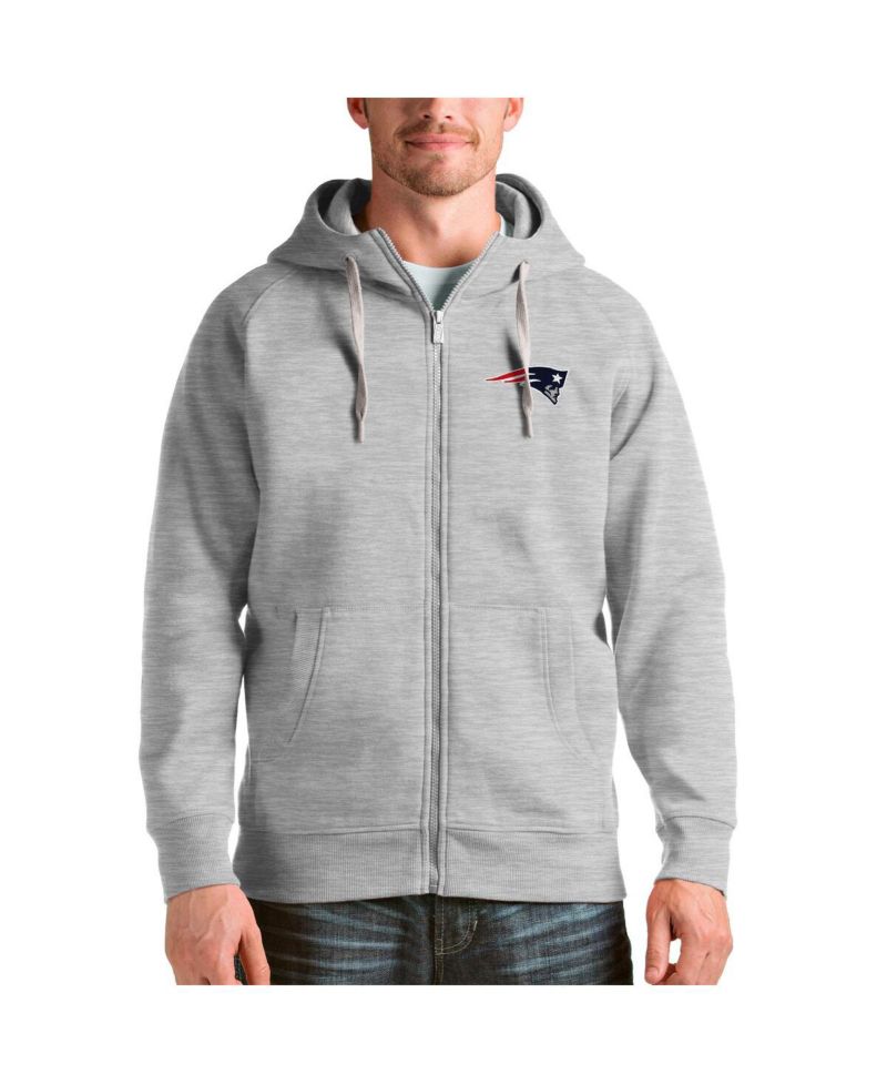 Men's Heather Gray New England Patriots Victory Full-Zip Hoodie