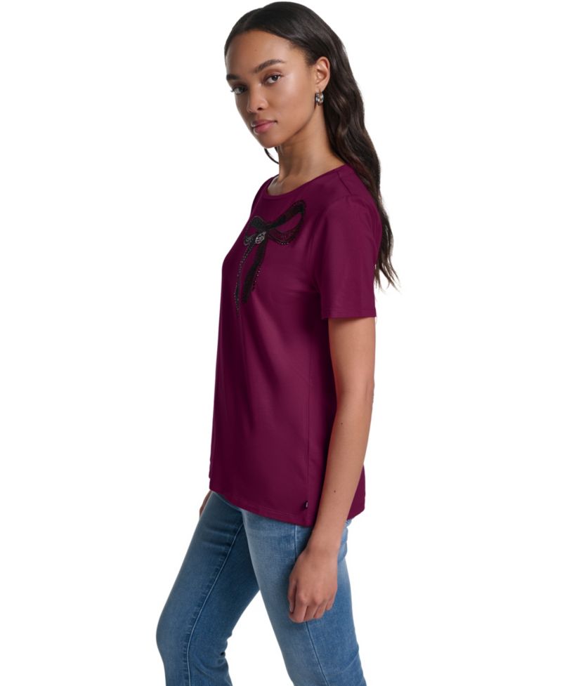 KRL LAGERFELD PARIS Women's Big Bow Logo Short-Sleeve T-Shirt
