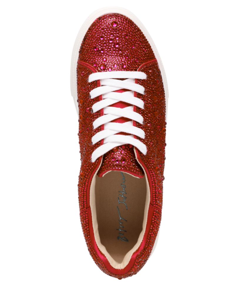 Betsey Johnson Sidny Lace-Up Rhinestone Platform Sneakers