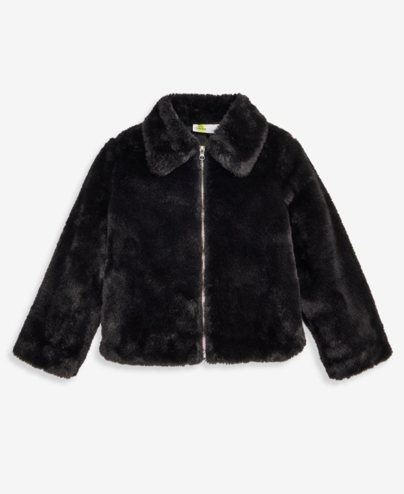 Toddler Girls' 12M-5T Solid Faux-Fur Jacket