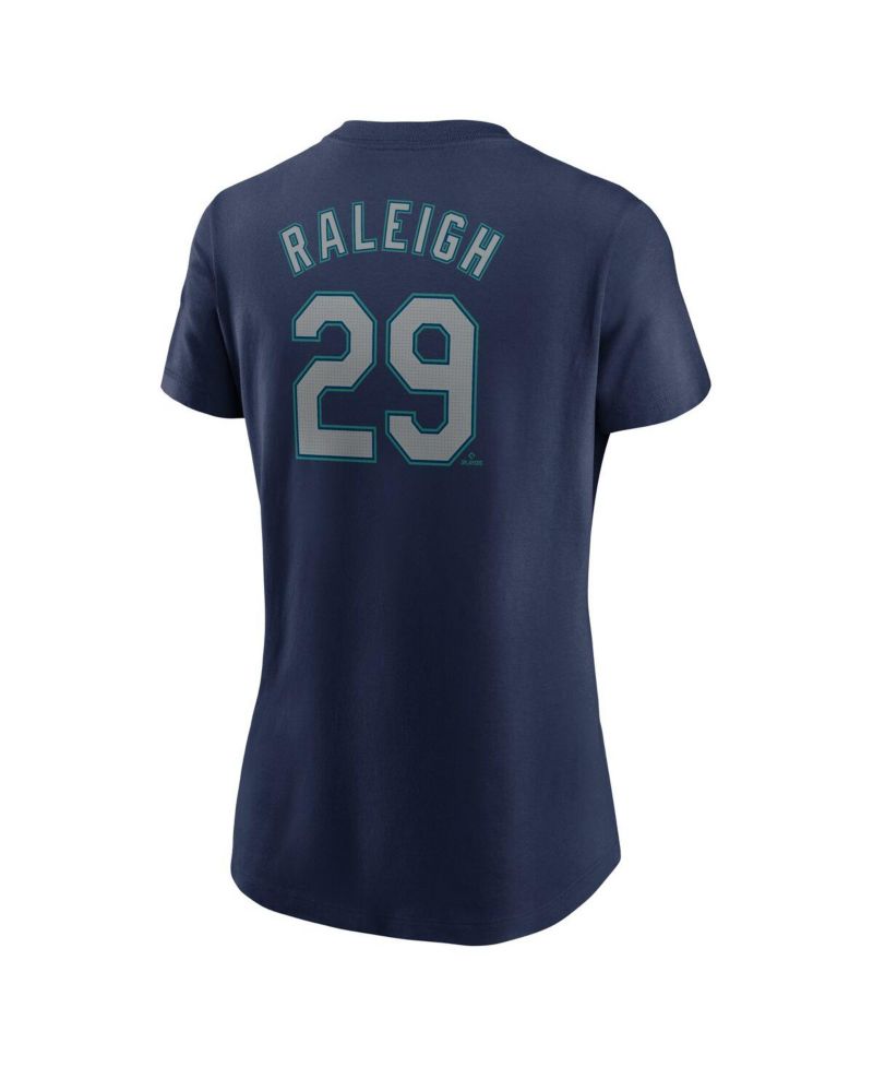 Women's Cal Raleigh Navy Seattle Mariners Fuse Name & Number T-Shirt