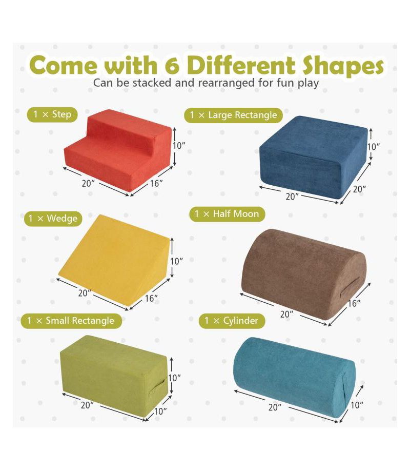Foam Modular Climbing Blocks, 6-Piece Set