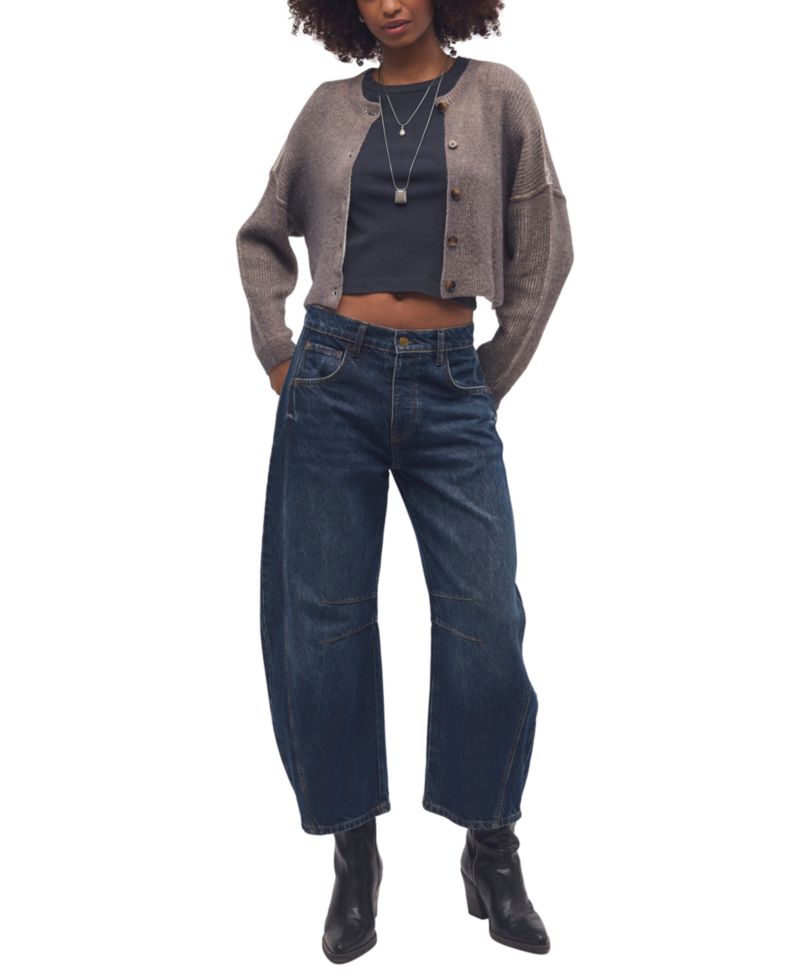 Women's Ottilie Cropped Scoop Neck Button-Up Cardigan Sweater