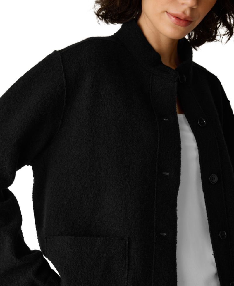 Women's Stand Collar Boiled Wool Short Jacket