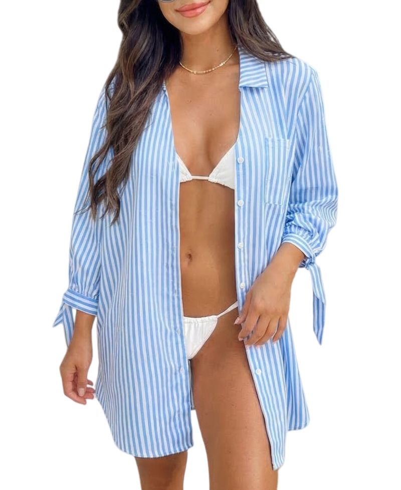 Women's Sailor s Cut Striped Cover-Up Dress